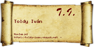 Toldy Iván névjegykártya